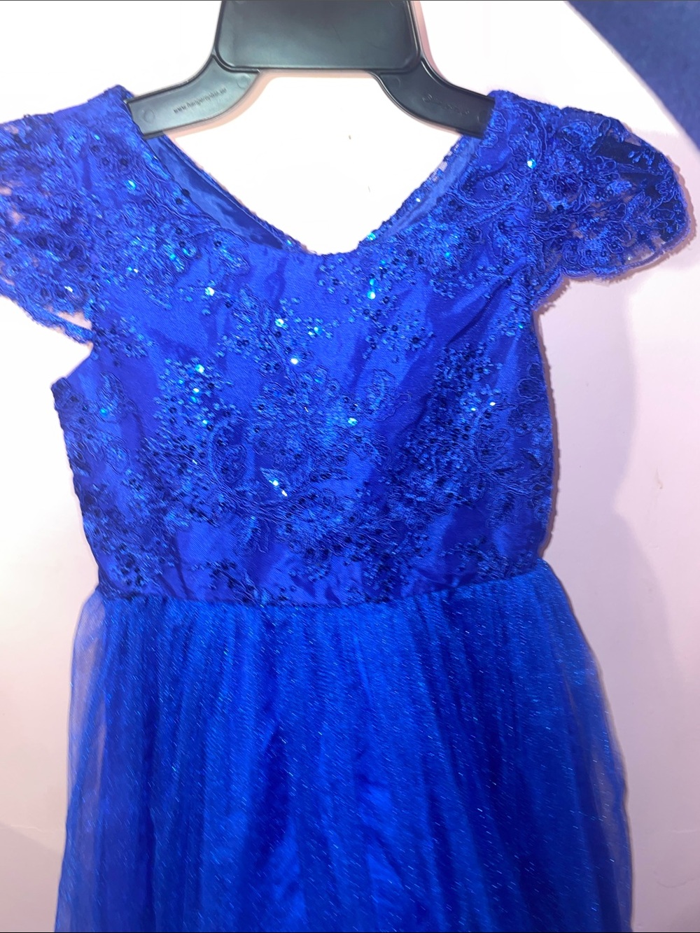 Girls' Royal Blue Sequin Lace Party Dress size 7-8